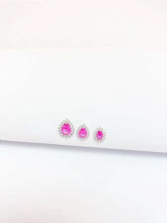 Brinco Gota Luxo Pink P M G