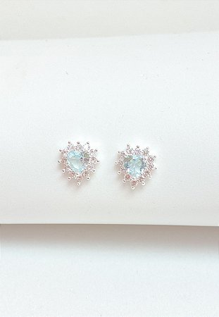 Brinco coração princesa azul Tiffany