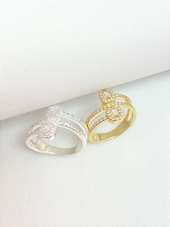 Anel triplo zirconia