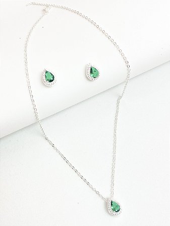 Conjunto gota verde esmeralda