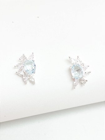 Brinco navetes pedra tiffany