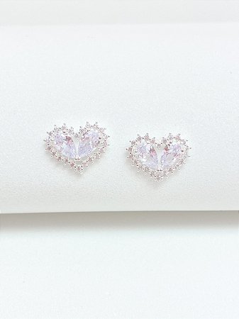 Brinco coração gota cristal