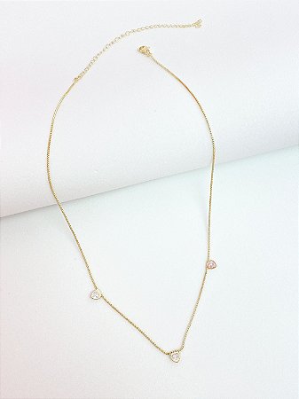 Gargantilha corações cristais