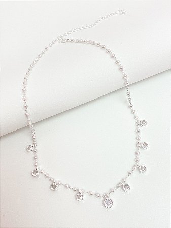 Gargantilha pérolas cristais