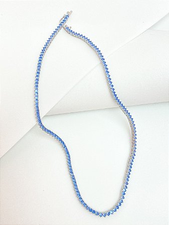 Riviera três pontas azul celeste ródio