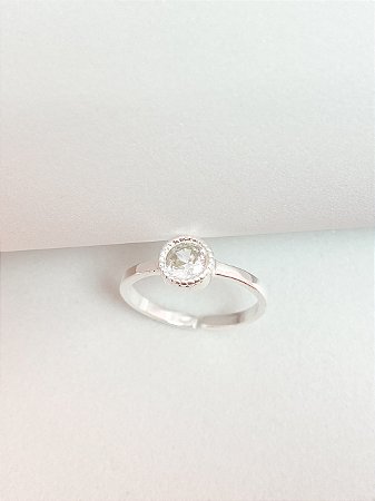 Anel solitário redondo ajustável