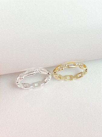 Anel mini elos cristais