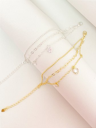 Pulseira triplo corações