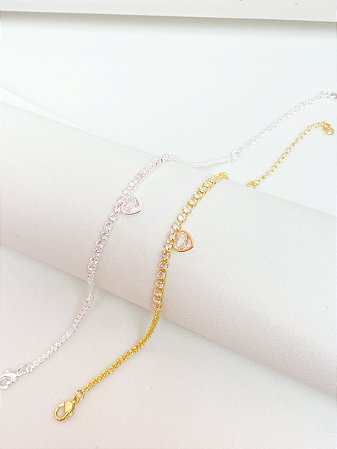 Pulseira Riviera coração cravejado