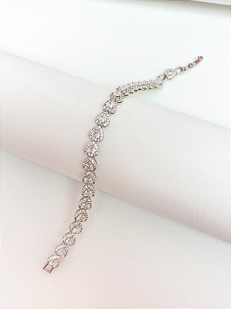 Pulseira coração luxo ródio