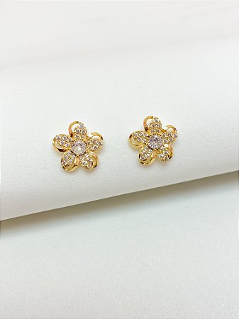 Brinco Flor Cravejado