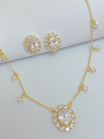 Conjunto oval pedrarias