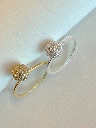 Anel esfera cravejado