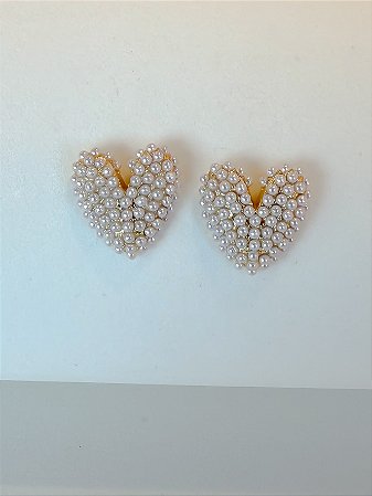 Brinco coração pérola