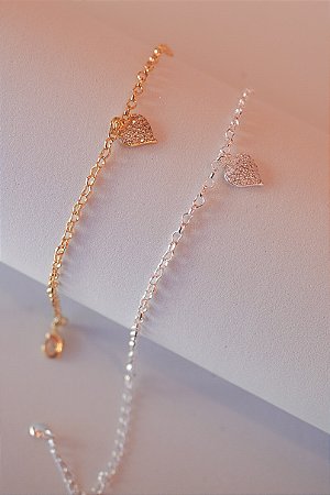 Pulseira elos coração cristal