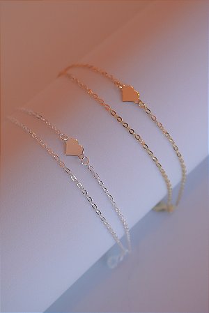 Pulseira dupla coração liso