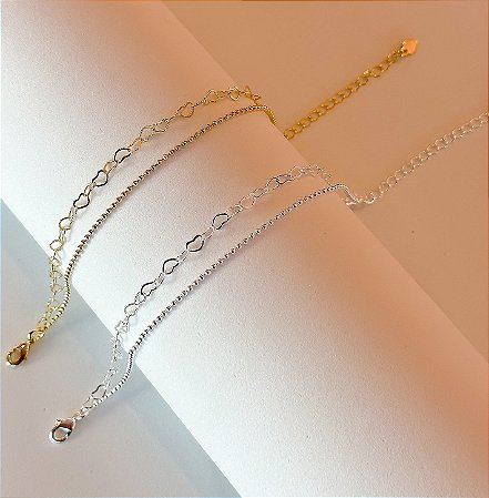 Pulseira dupla bolinhas & corações vazados