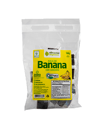Bala de banana com gengibre sem ad. de açúcares orgânica 100g Alimentar