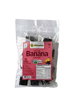 Bala de banana + açaí sem ad. de açucares orgânica 100g Alimentar