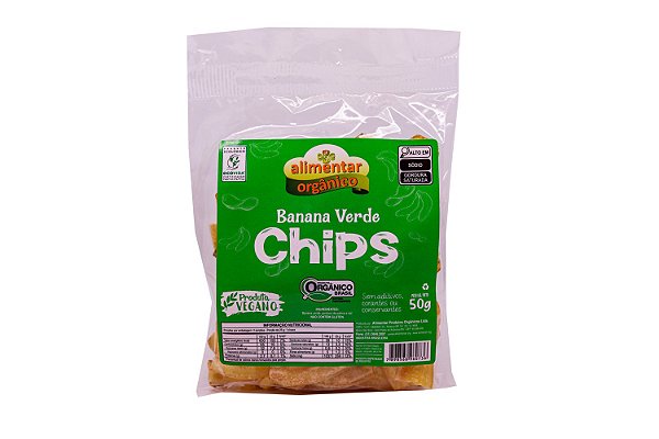 Chips de banana verde orgânico 50g Alimentar