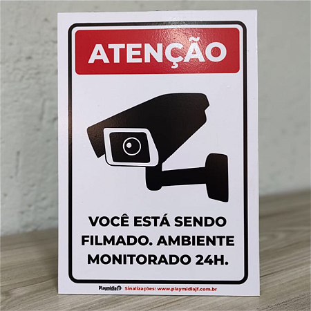Placa de Sinalização em PVC 2mm - CÂMERA 24H
