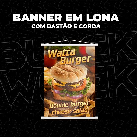 Banner em Lona 380g, bastão e corda (escolha o tamanho)