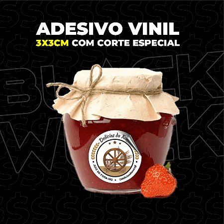 Adesivo Rótulo para produtos - 3x3cm, CORTE ESPECIAL, vinil adesivo - 3000un