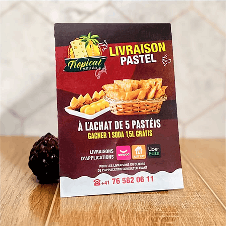 Panfleto 10x14cm, COLORIDO FRENTE, papel couchê 80g