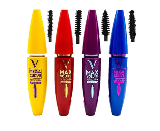 Kit C/ 4 Máscara Para Cílios 4d Mega Curve Max Volume Vivai
