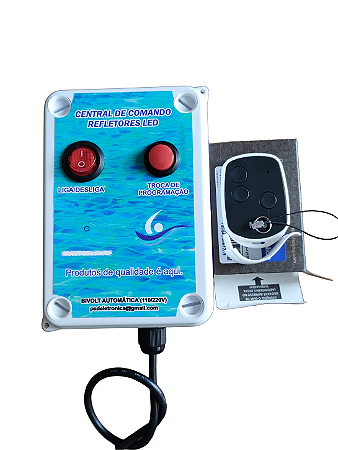 Central Controladora Slim p/ Refletores de Led RGB em Piscinas 60W, Com Fonte externa Plug P4