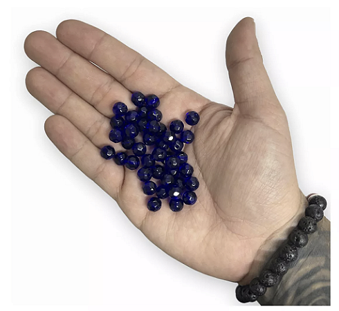 800 CONTAS AZUL ESCURO CRISTAL 8MM VIDRO