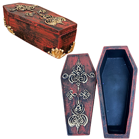 CAIXÃO VERMELHO EM RESINA