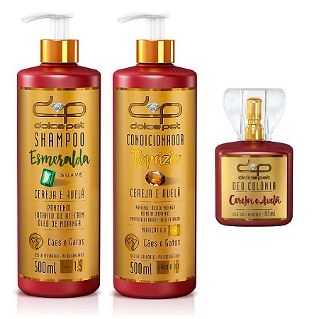 Kit Dolce Pet Shampoo Suave 500 ml + Condicionador 500 ml + Perfume Cereja e Avelã 85 ml