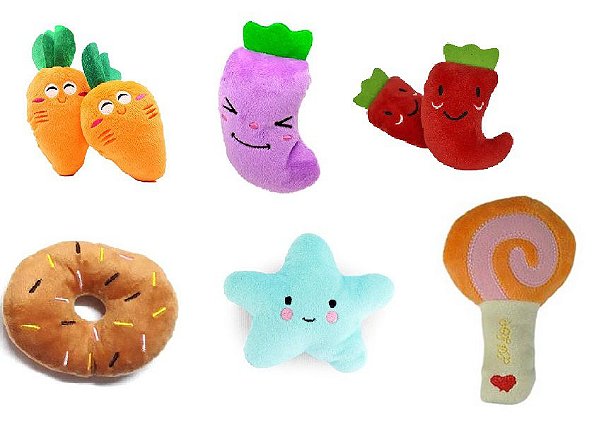 Brinquedo Para Pet Pelúcias Com Apito Diverso Cães e Gatos