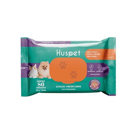 Lenços Umedecidos 80 Folhas para Cães e Gatos Região dos Olhos, patas e pelos