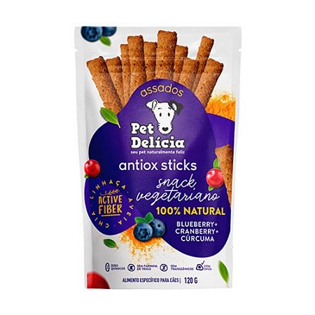 Petisco para Cães Snack Pet Delícia Antiox Natural Sabor Blueberry, Cranberry e Cúrcuma 120g