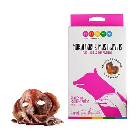 Focinho Suíno Desidratado Mordedor Natural para Cães 4 Unidades GoodLovin 100% Natural