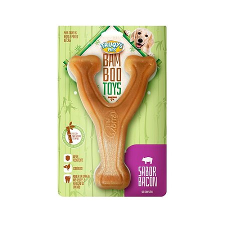 Osso Brinquedo Para Cachorro Mordedor Bamboo Toys Sabor Bacon Forquilha Pequeno Truqys Pet