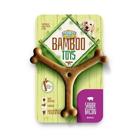 Osso Brinquedo Para Cachorro Mordedor Bamboo Toys Sabor Bacon Modelo Y  Grande Truqys Pet - Zozo Pet Store