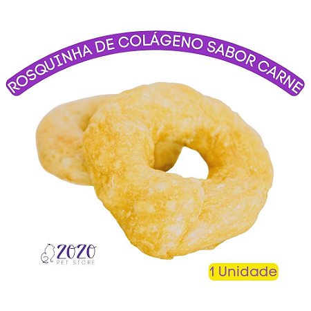 Rosquinha de Colágeno Com Cobertura de Carne Mordedor Natural Para Cães 1 Unidade Faro Pet