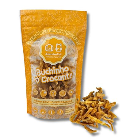 Petisco Para Cães 100% Natural Buchinho Crocante Rúmen Bovino Desidratado 70g AlecrimPet