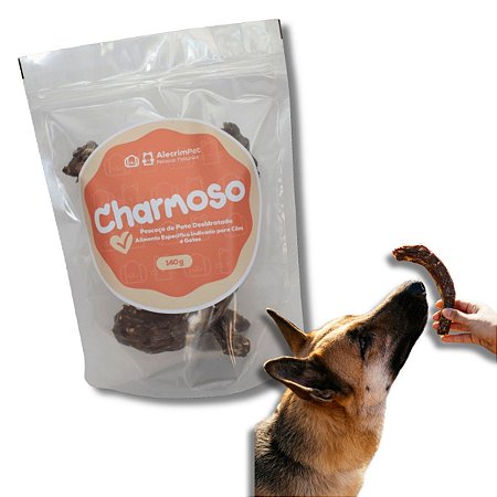 Petisco Para Cães 100% Natural Para Cães Pescoço de Pato Desidratado Charmoso 140g AlecrimPet