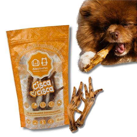 Pé de Galinha Desidratada Cisca Cisca Mordedor 100% Natural Para Cães 4 Unidades AlecrimPet