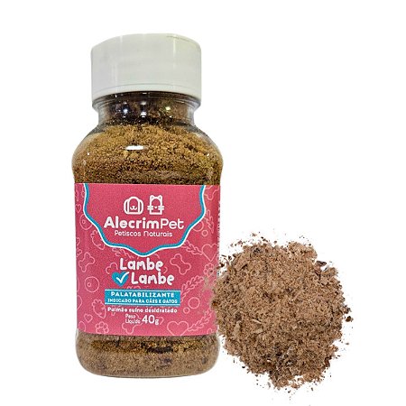 Pó Saborizante 100% Natural Para Ração Lambe Lambe Cães e Gatos 40g Sabor Pulmão Suíno AlecrimPet