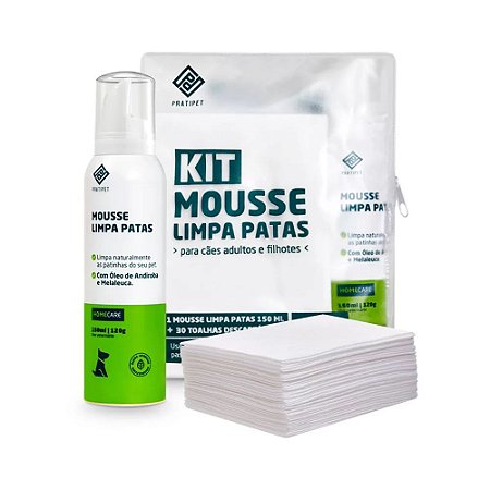 Kit Limpa Patas Mousse 150ml + 30 Folhas Descartáveis Pratipet