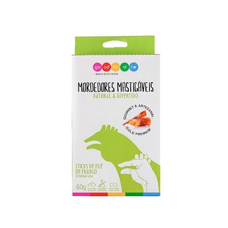 Filé de Peito de Frango Sticks Desidratado Petisco 100% Natural Para Cães e Gatos GoodLovin 60g