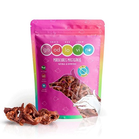 Ouvido Suíno Desidratado Mordedor 100% Natural Para Cães Bisteca GoodLovin 3 Unidades