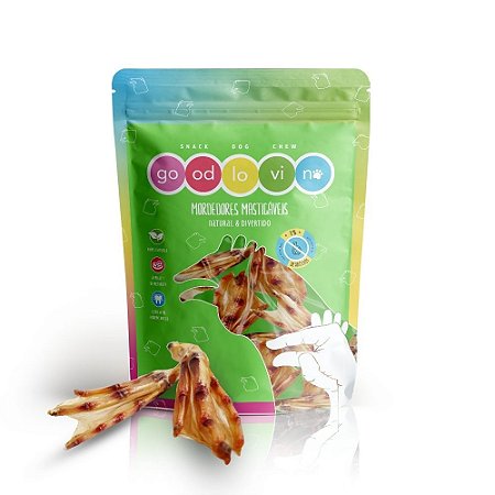 Pé de Pato Desidratado Mordedor 100% Natural Para Cães GoodLovin 4 Unidades