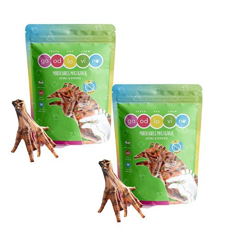 Kit 2 Pé de Galinha Desidratado Mordedor Natural Para Cães GoodLovin