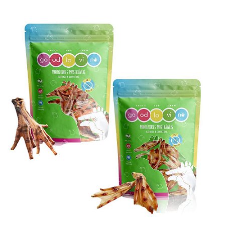 Kit Pé de Galinha + Pato Desidratado Mordedor Natural Para Cães GoodLovin